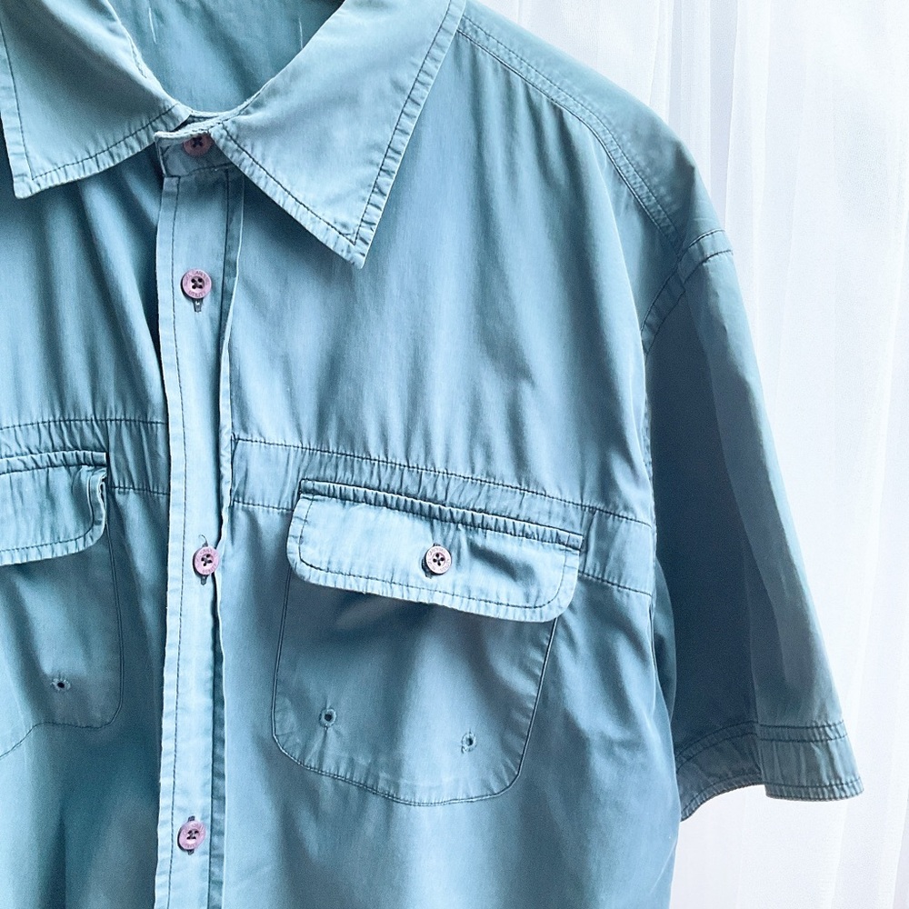 Blue Short Sleeve Utility Collared Pocket Shirt XL - Picture 2 of 9